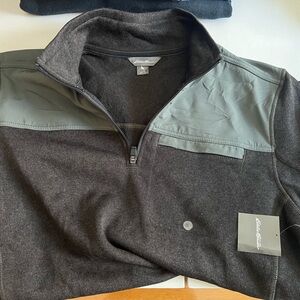 Eddie Bauer 1/4 zip pull over sweater black and grey